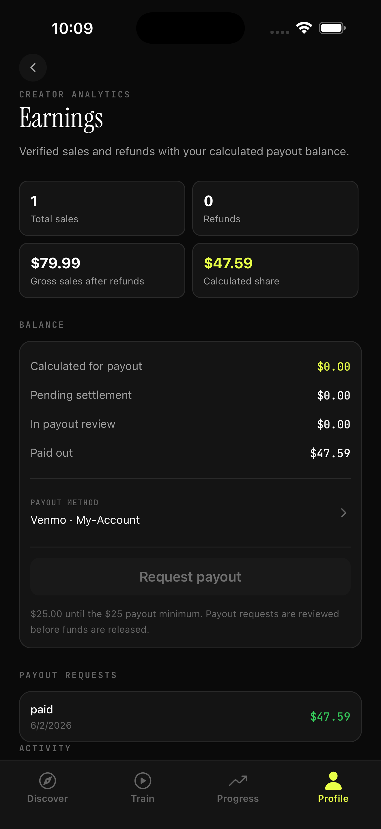 Creator earnings