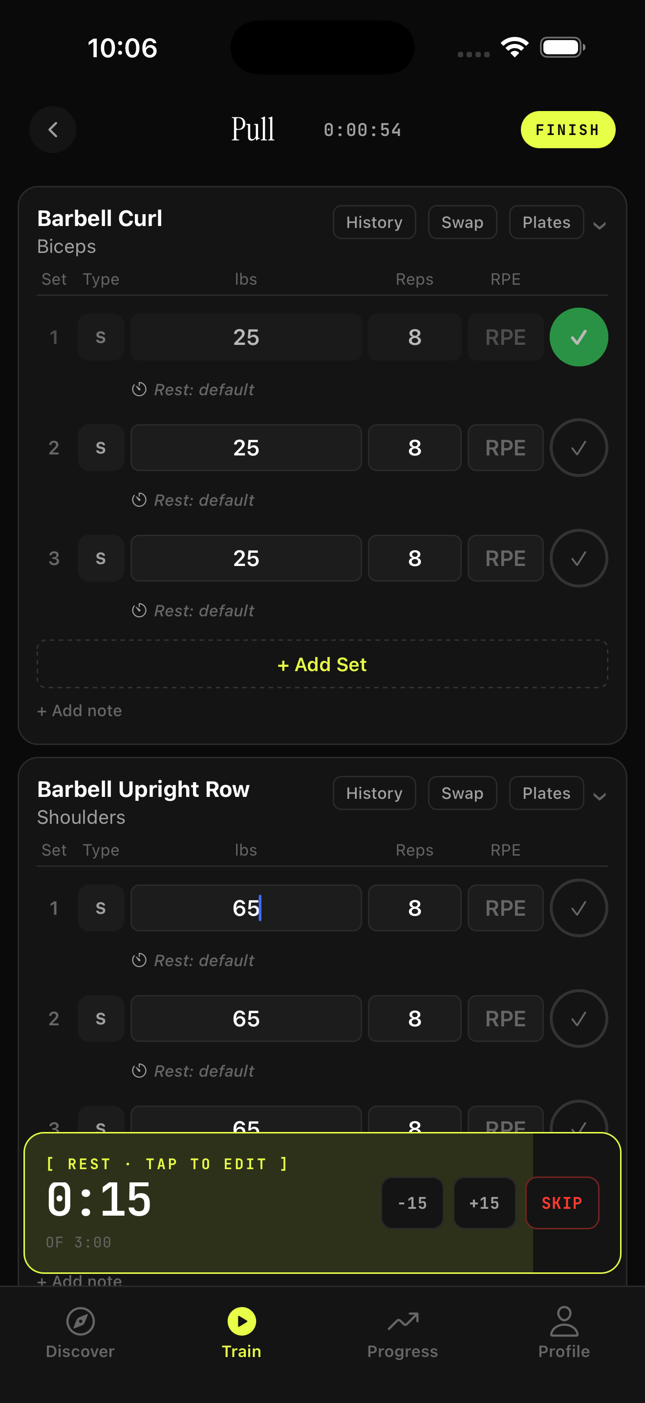 Hoyro live workout with rest timer