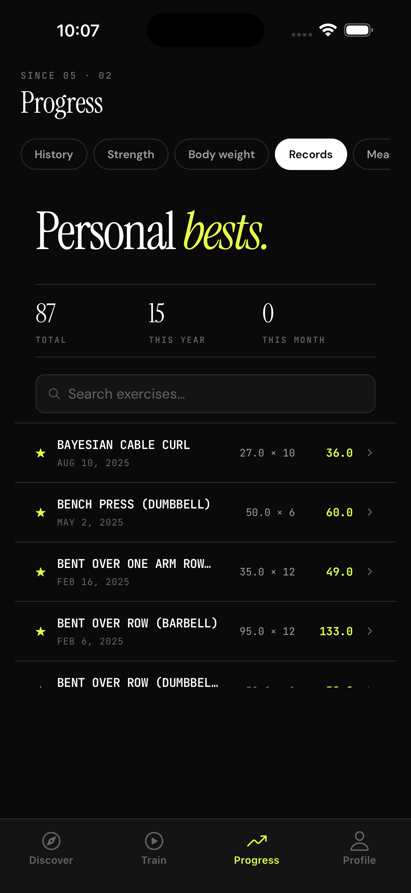 Hoyro personal bests